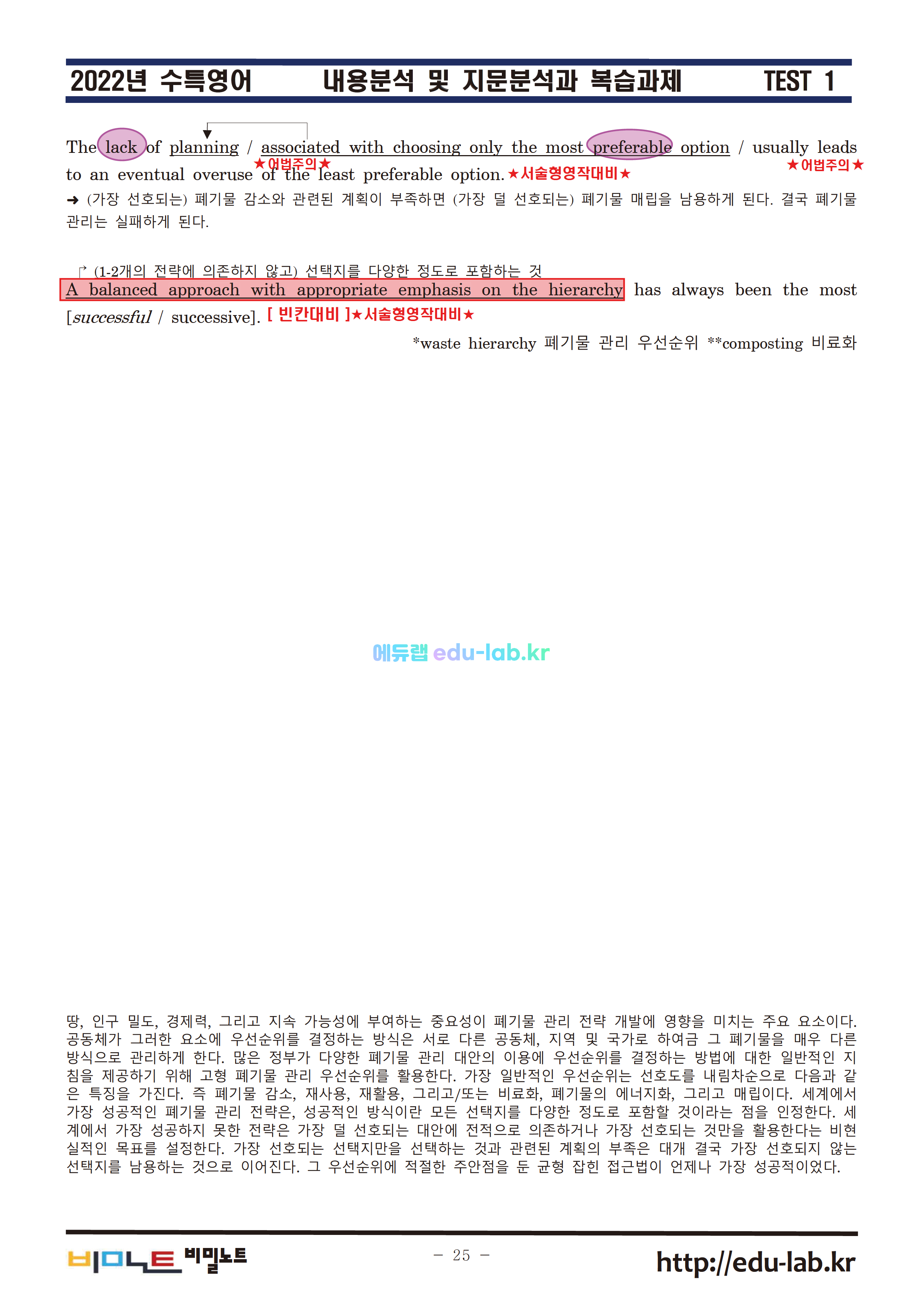 bimilnote edu lab kr 2022년 수특영어 TEST1 지문분석과 복습 5단계 최종찍기 1654417817