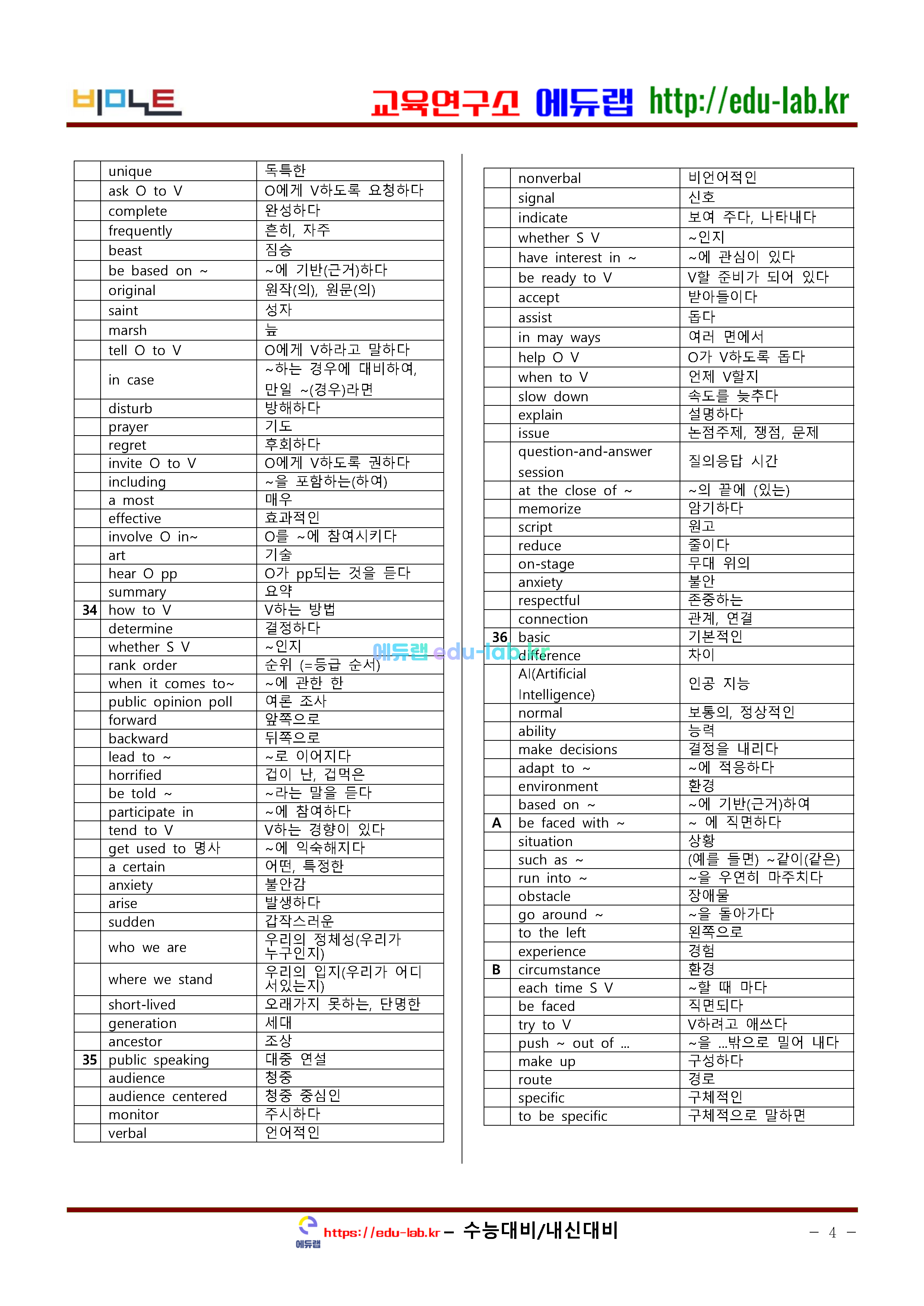 19년 3월 고1모의_상세어휘 및 test(한글, 엑셀)