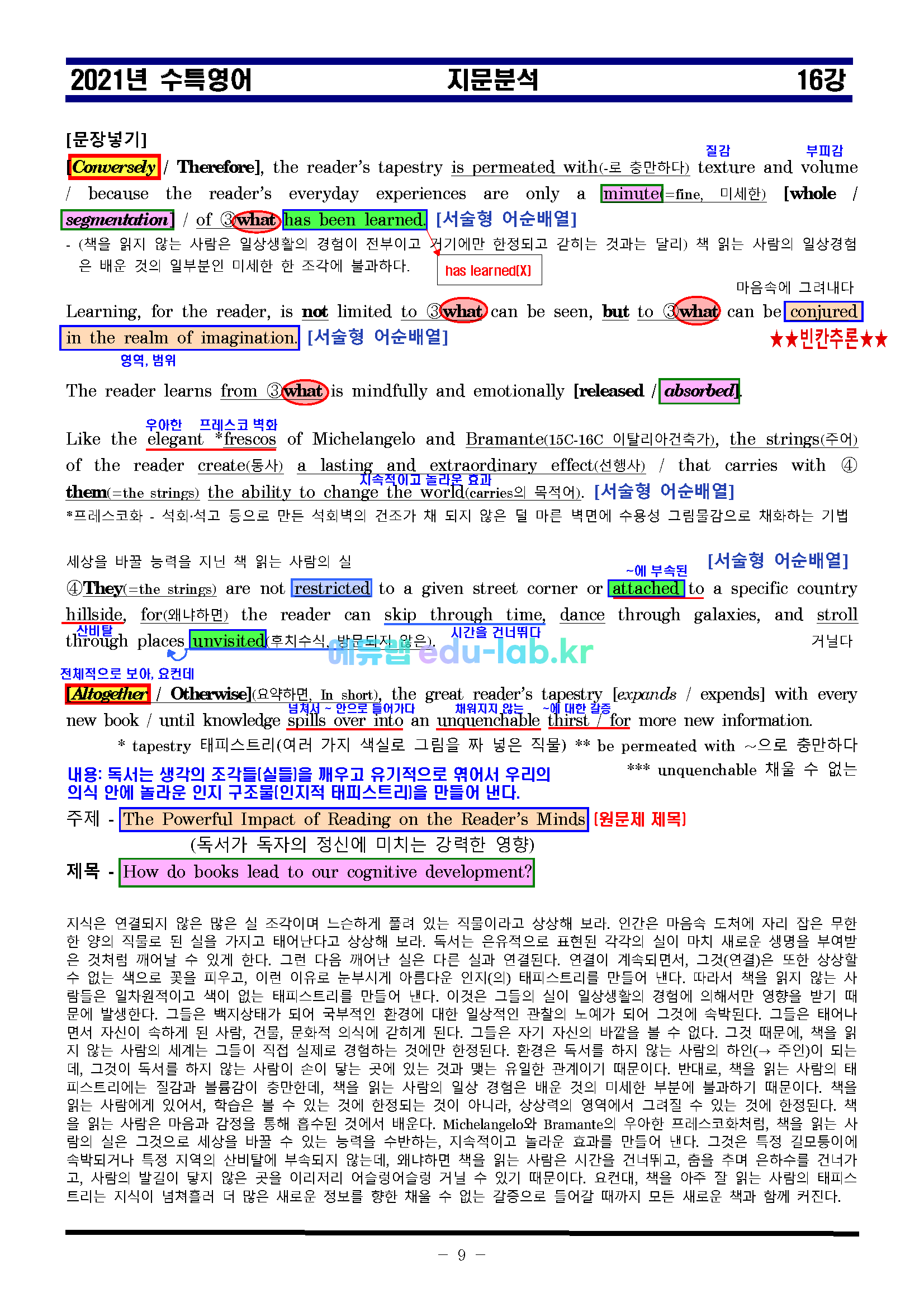 21년 수능특강 제16강 최종찍기