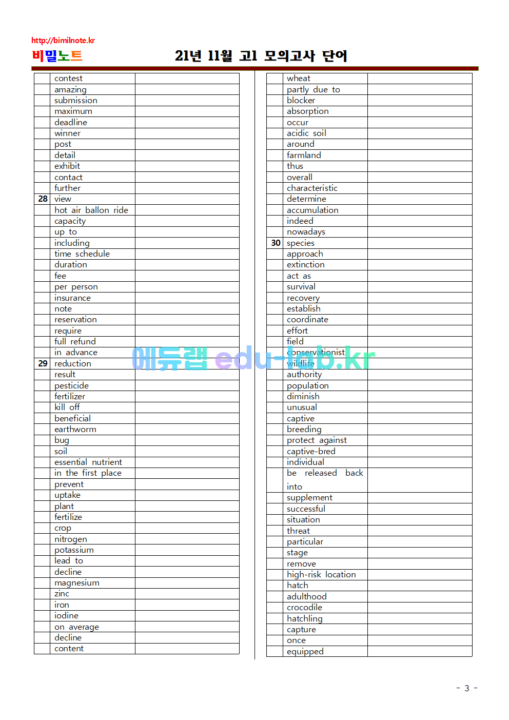 21년 11월 고1 모의고사 상세어휘