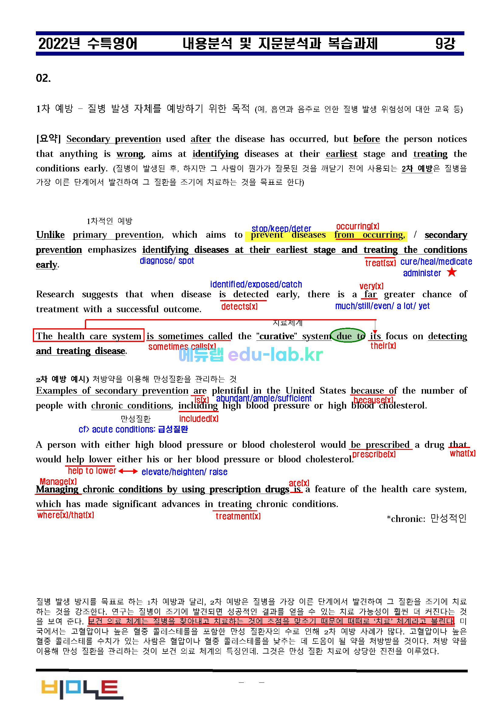 [비밀노트]_2022년 수특영어 9강 지문분석과 복습 5단계 - 최종찍기