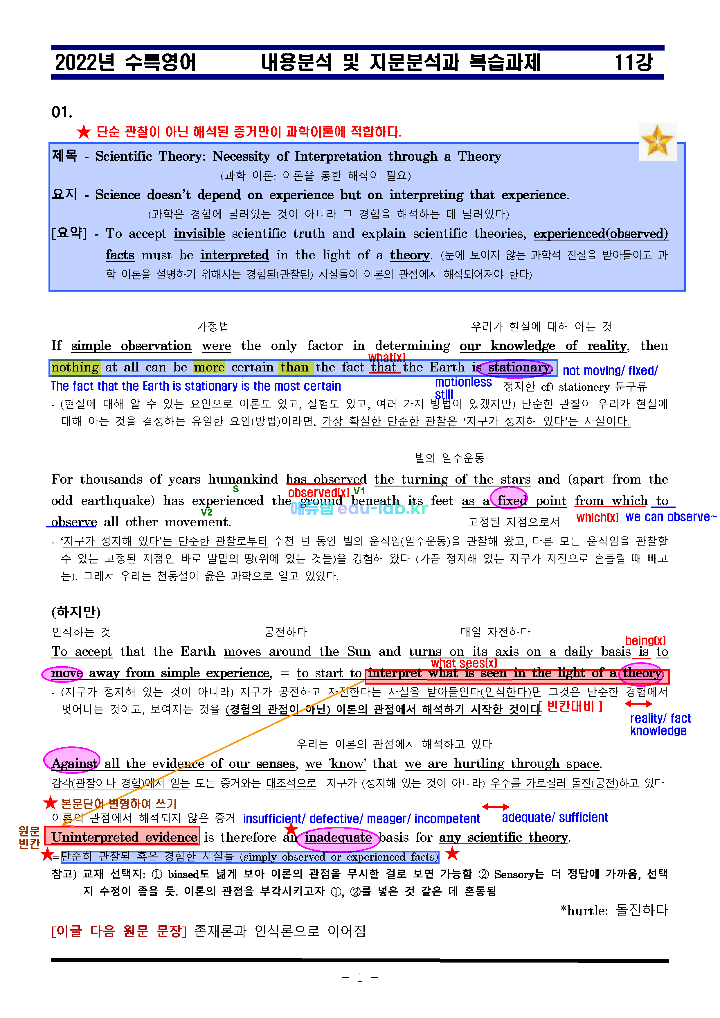 [비밀노트]_2022년 수특영어 11강 지문분석과 복습 5단계 - 최종찍기