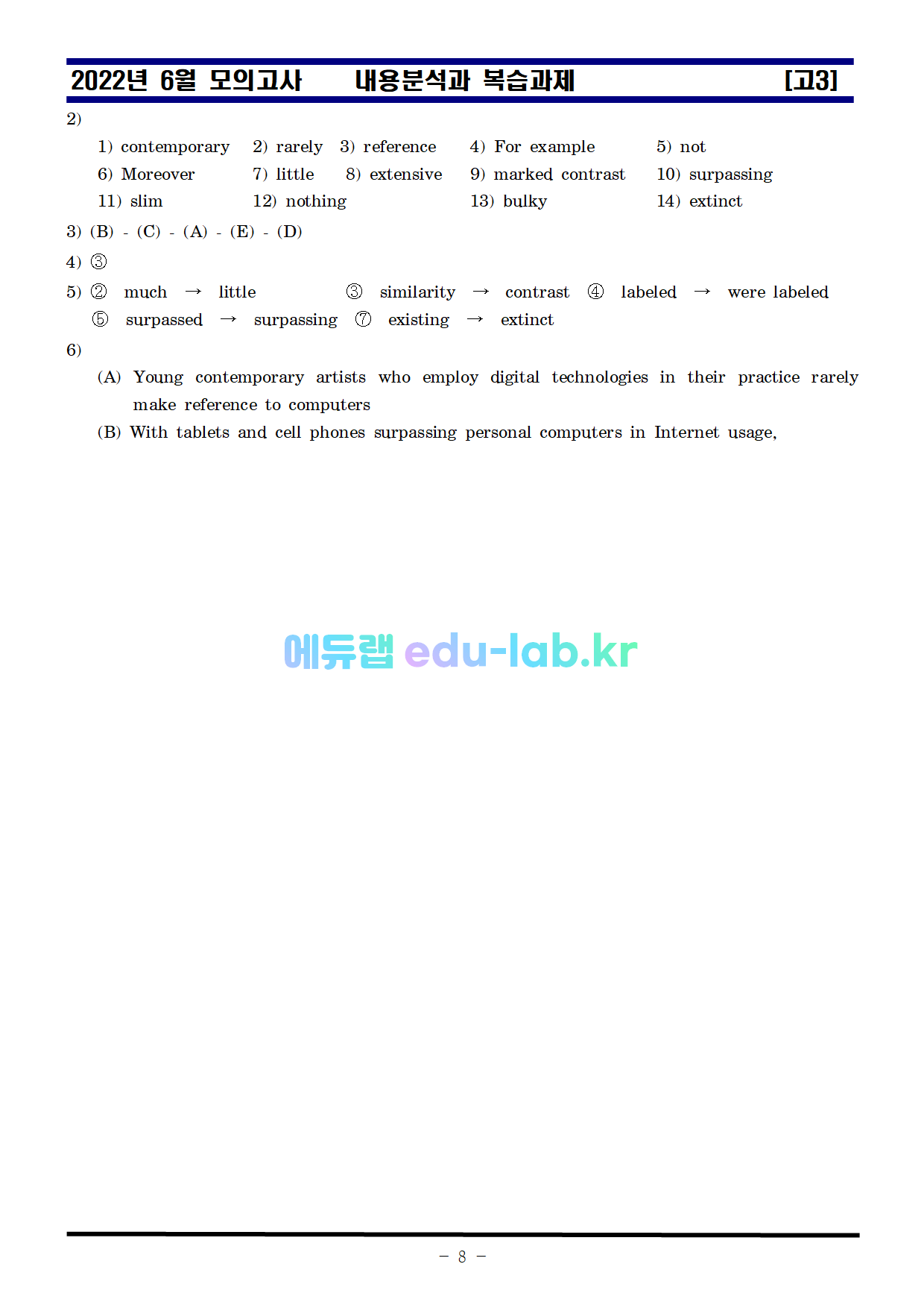 22년 6월 고3모의고사 분석및 복습자료_쌤플입니다.