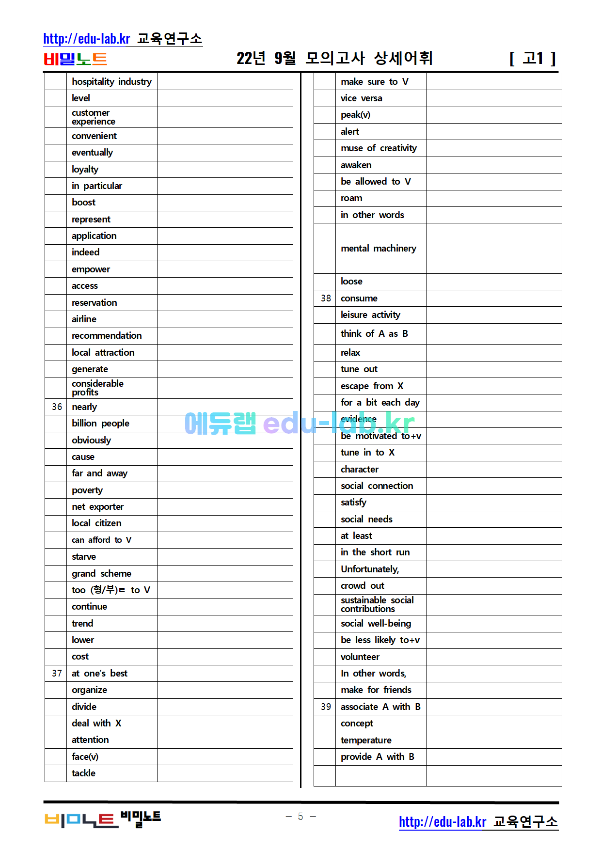 [비밀노트_에듀랩(edu-lab.kr)] 22년 9월 고1 모의고사_독해에 도움이 되는 상세어휘(듣기파일 첨부)(실용문어휘추가)