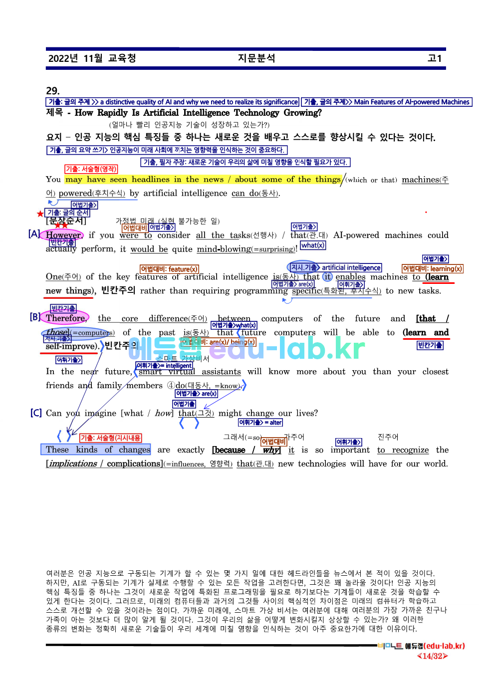 [비밀노트_에듀랩(edu-lab.kr)]_22년 11월 고1모의고사_신(信)최종찍기_기출문제반영(나눔고딕설치하세요)