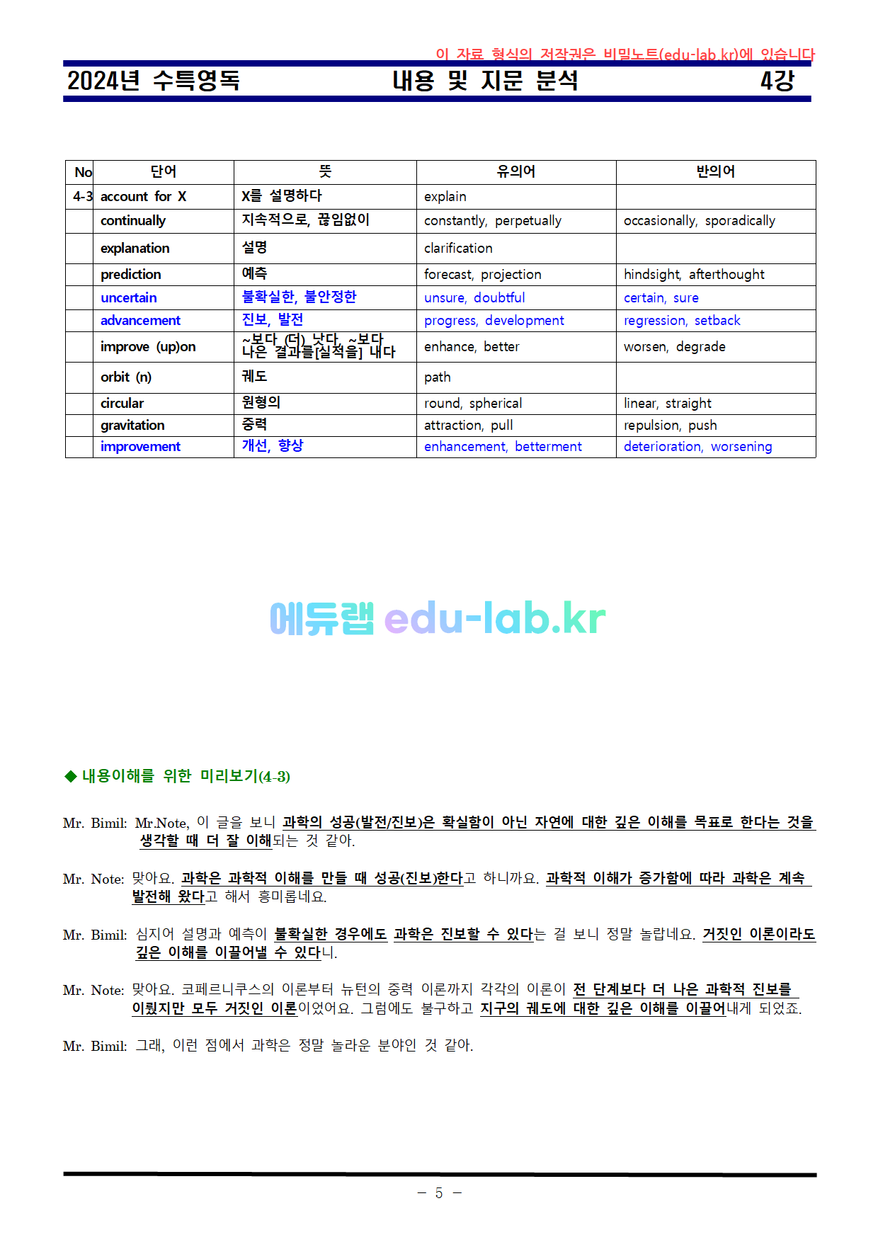 [RP쌤][비밀노트_에듀랩(edu-lab.kr)] 24년 수특영독 4강 내용 및 지문분석(4강1번수정)