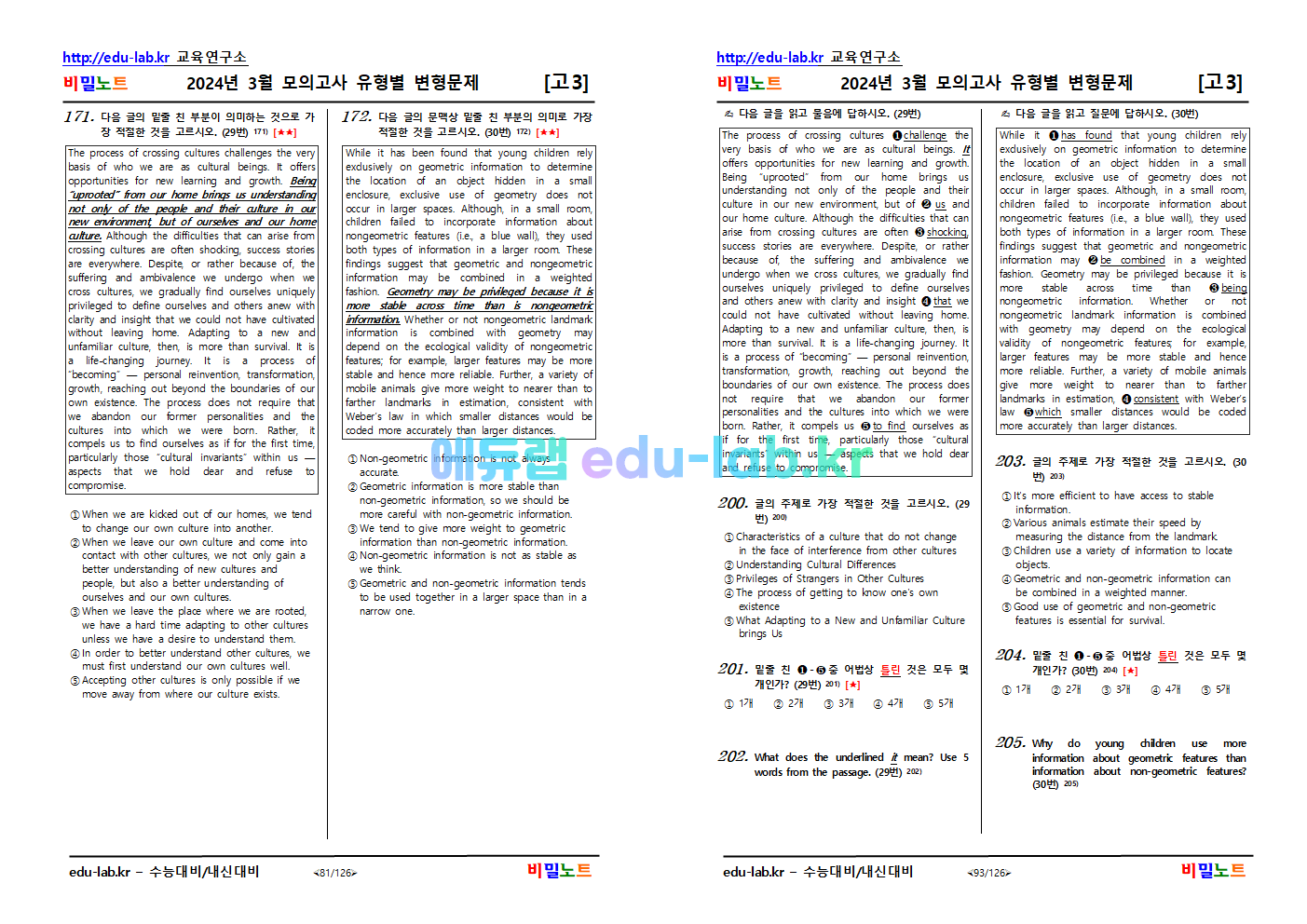 [bimionote_edu-lab.kr] 24년 고3 3월 모의고사 문항별 변형문제_270문항