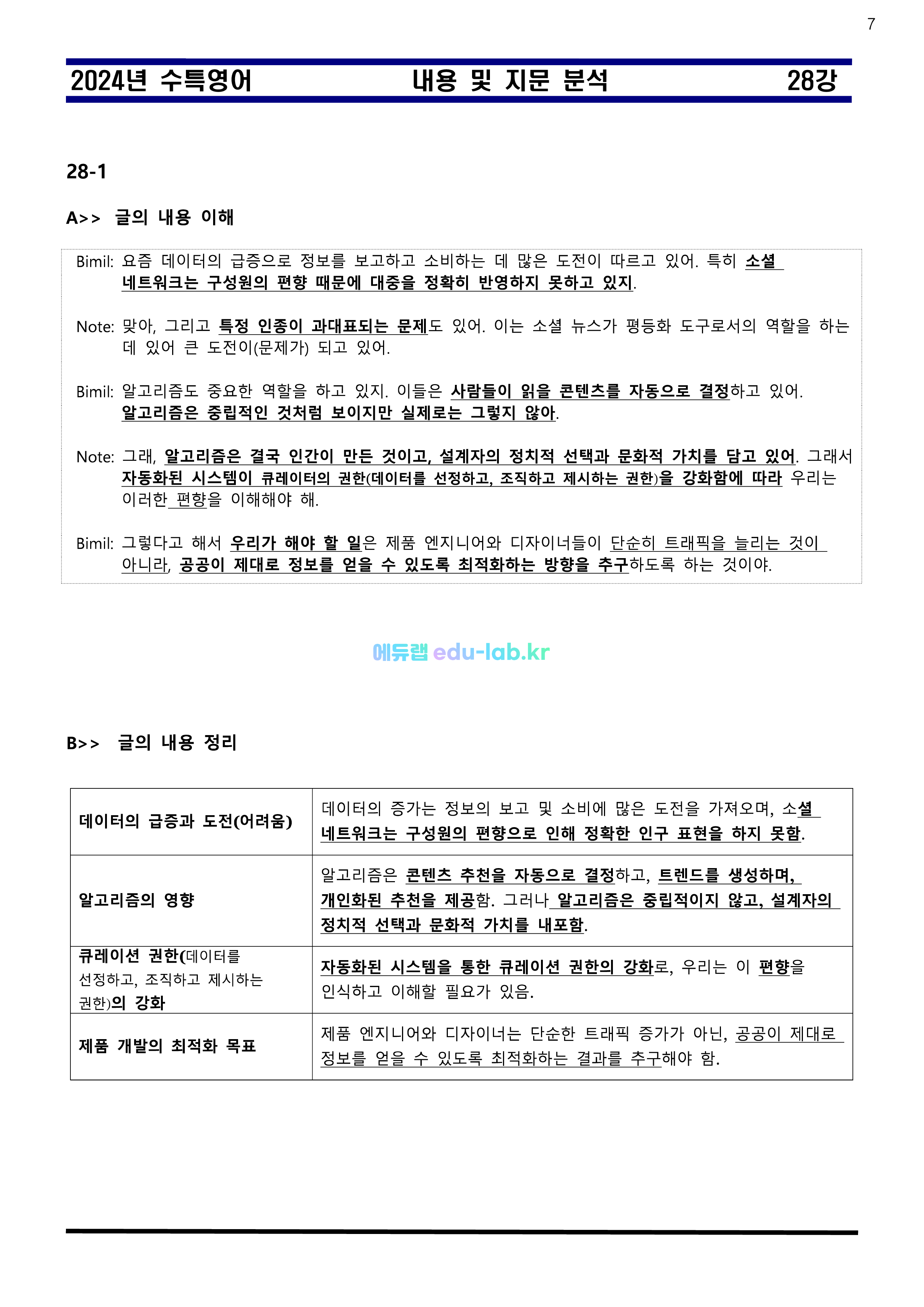 [비밀노트 에듀랩(edu-lab.r)] 수특영어 28강 내용 및 지문분석 - 신(信)최종찍기_나눔고딕체설치