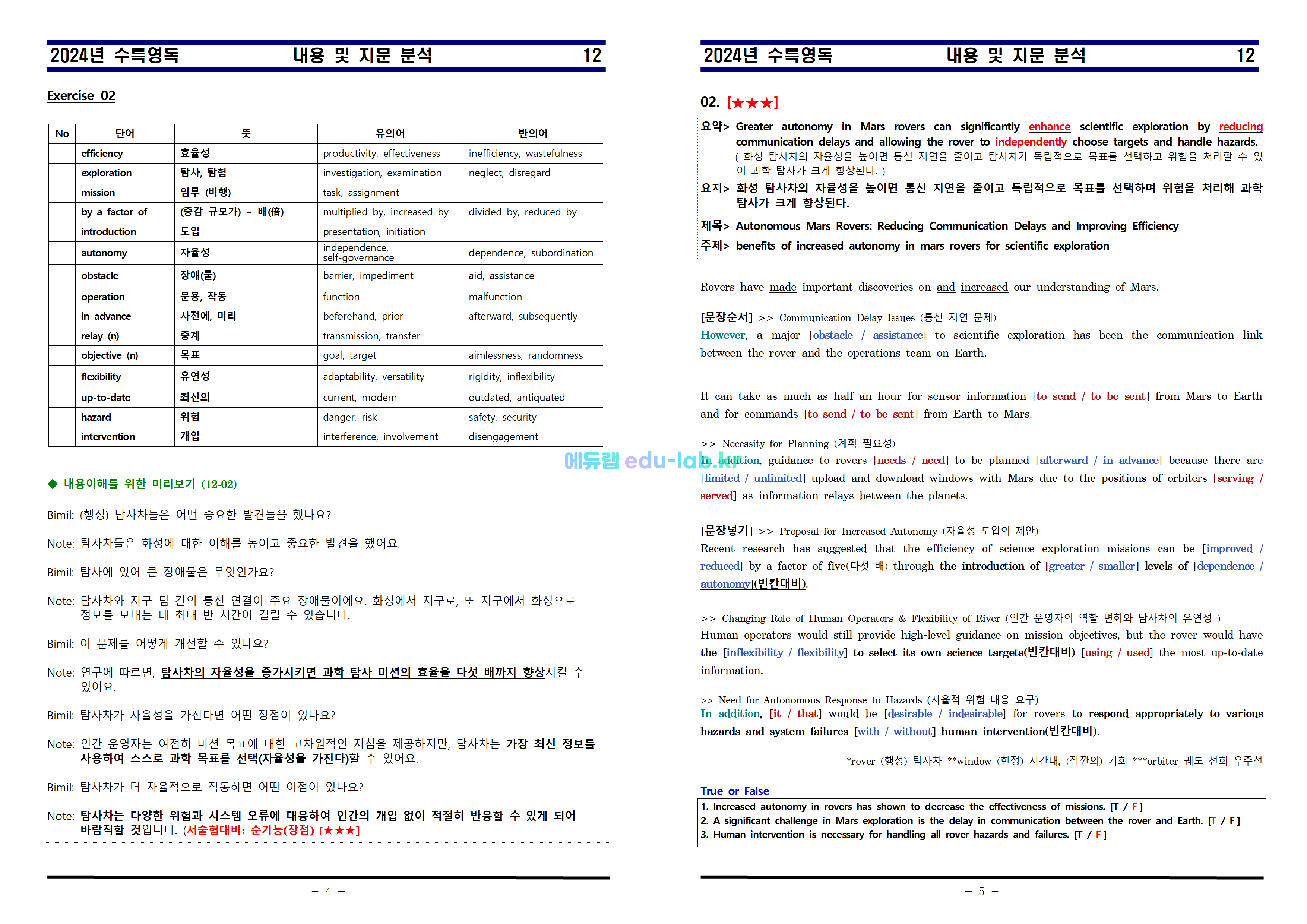 [비밀노트_에듀랩(edu-lab.kr)] 24년 수특영독 12강 내용 및 지문분석_원문출처포함(수정)