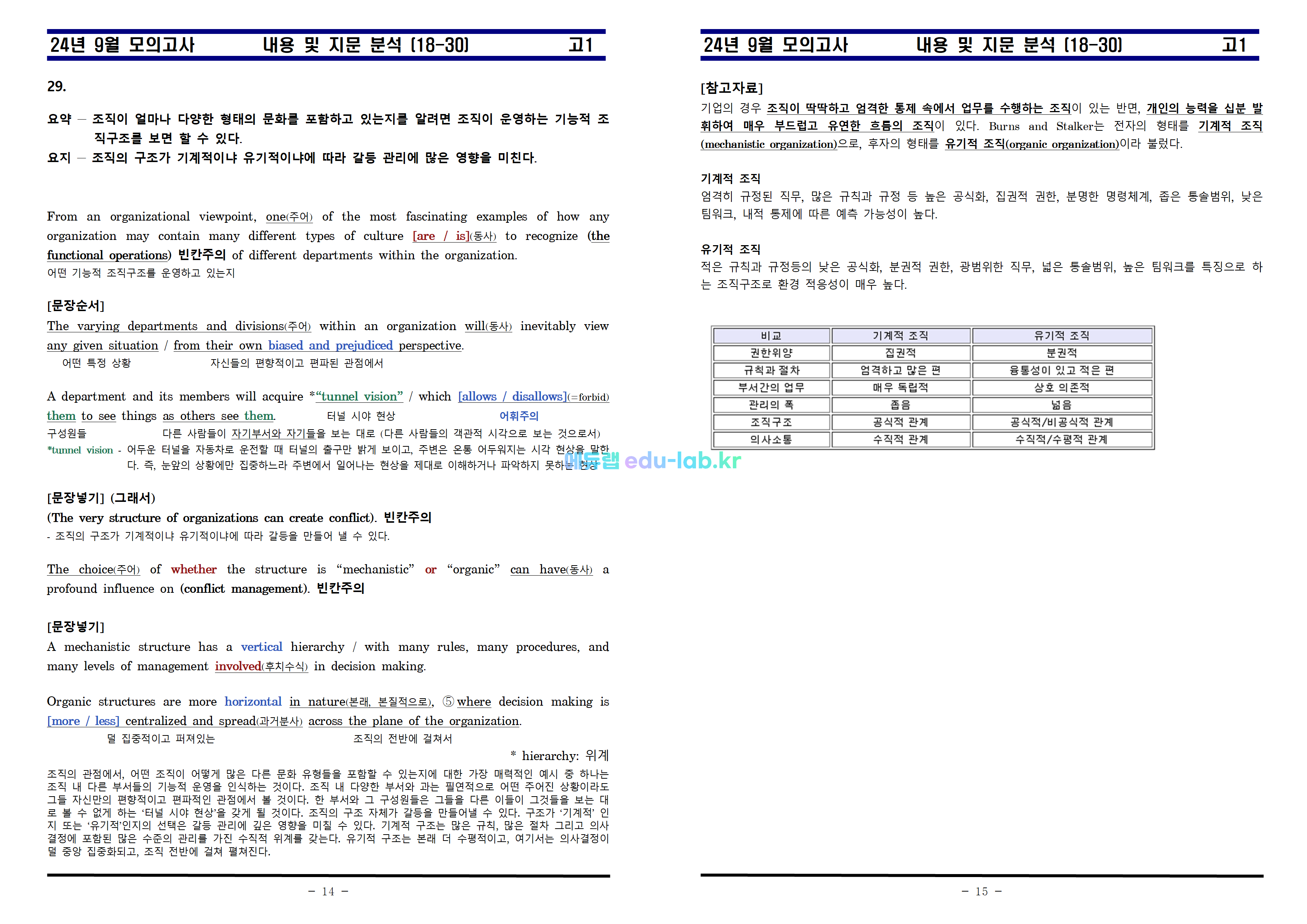 [비밀노트_에듀랩(edu-lab.kr)] 24년 9월 고1 교육청 지문분석과 복습과제 (18-30) - 1부