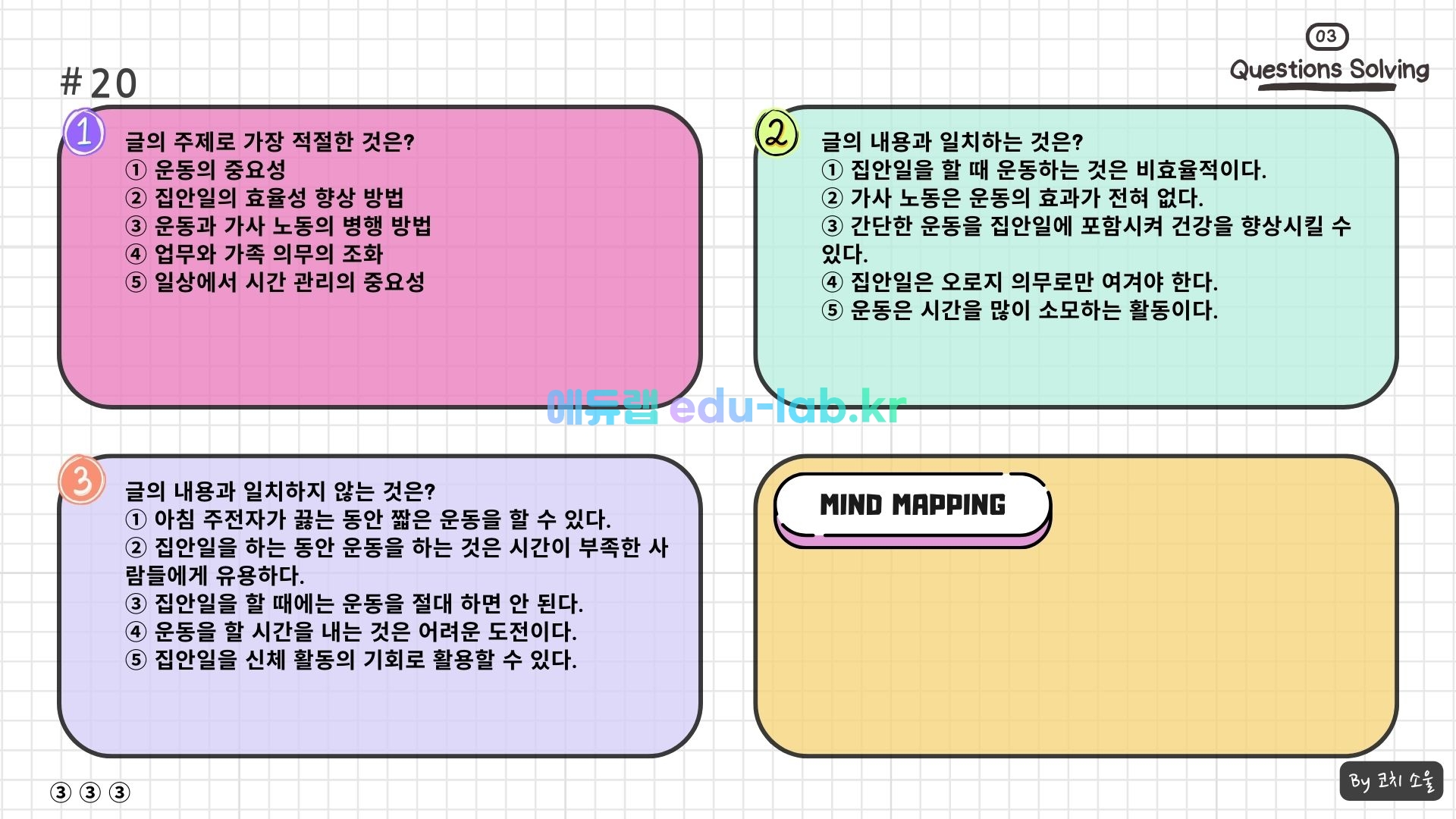 [COACH SOUL 문해력 부족 도움] 24년 10월(11월) 고1 모고 한글 지문 (마인드 매핑) 학습 자료