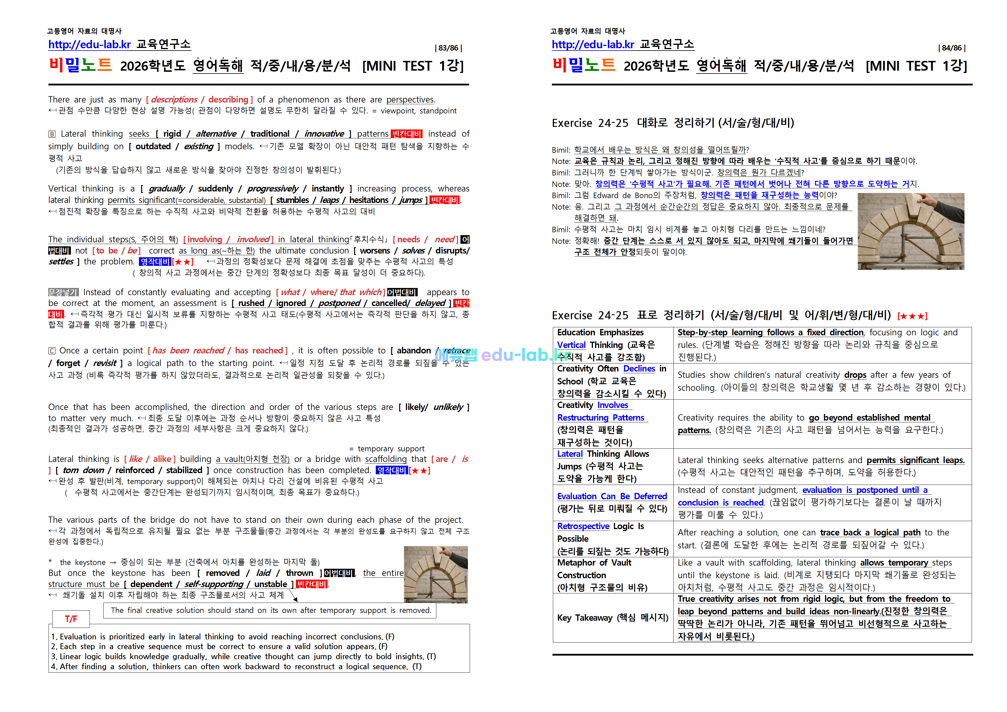 [비밀노트_에듀랩(edu-lab.kr)] 2026학년도 수특영독 MiniTest 1 내용 및 지문분석(복습자료는 기말에 업로드 합니다)(프리패스=정회원 전용자료)
