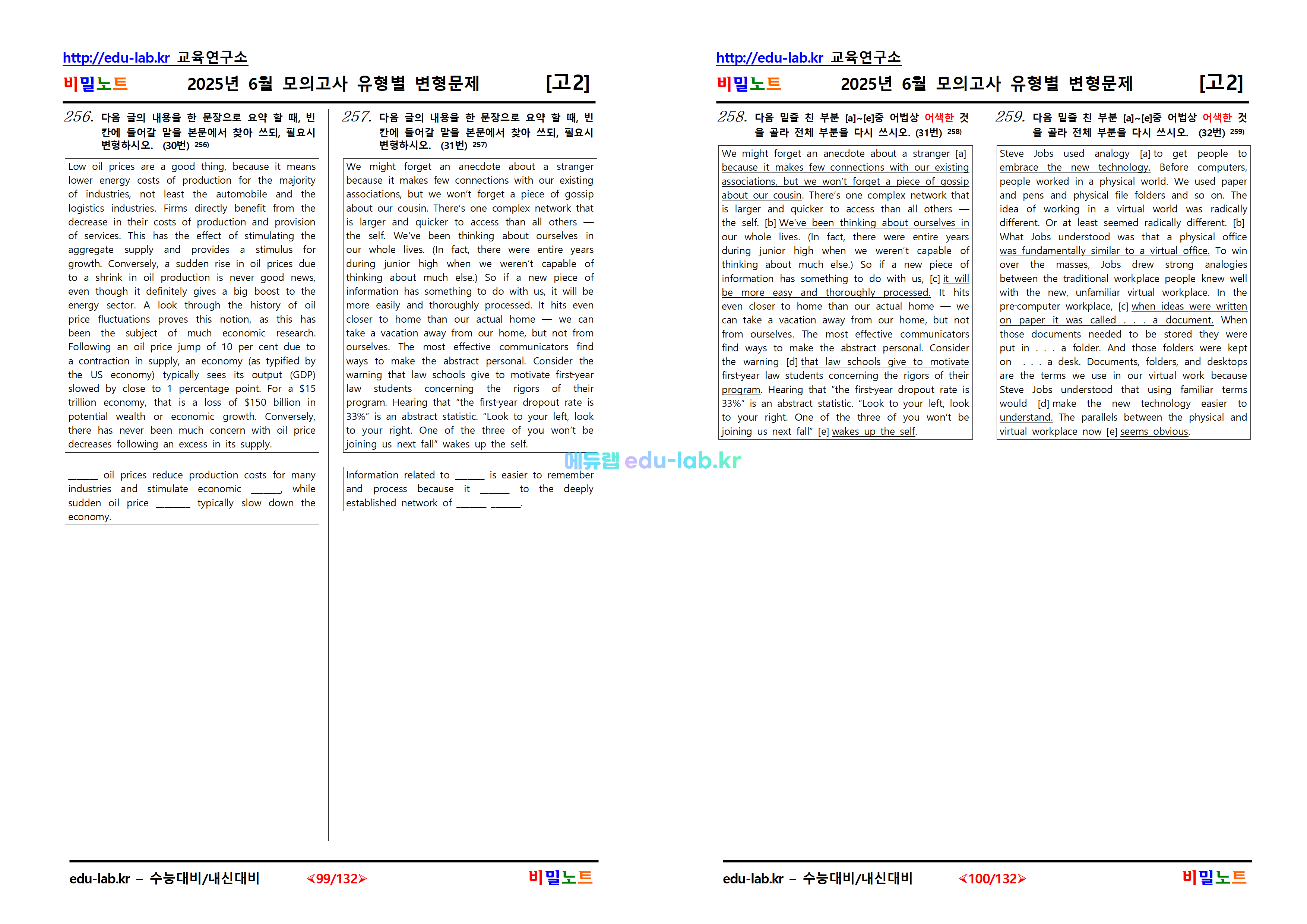 [비밀노트_에듀랩(edu-lab.kr)] 25년 6월_고2 모의고사_문항별_유형별변형문제_320문제(프리패스=정회원 전용자료)(수정) 33_34번 파일 오류.)