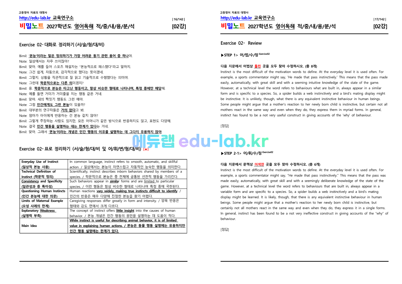 [1등급 자료-외고에서 대박난] [비밀노트(edu-lab.kr)] 26년(2027학년도)수특영독 02강 신(信)적중 내용및지문분석(프리패스자료)