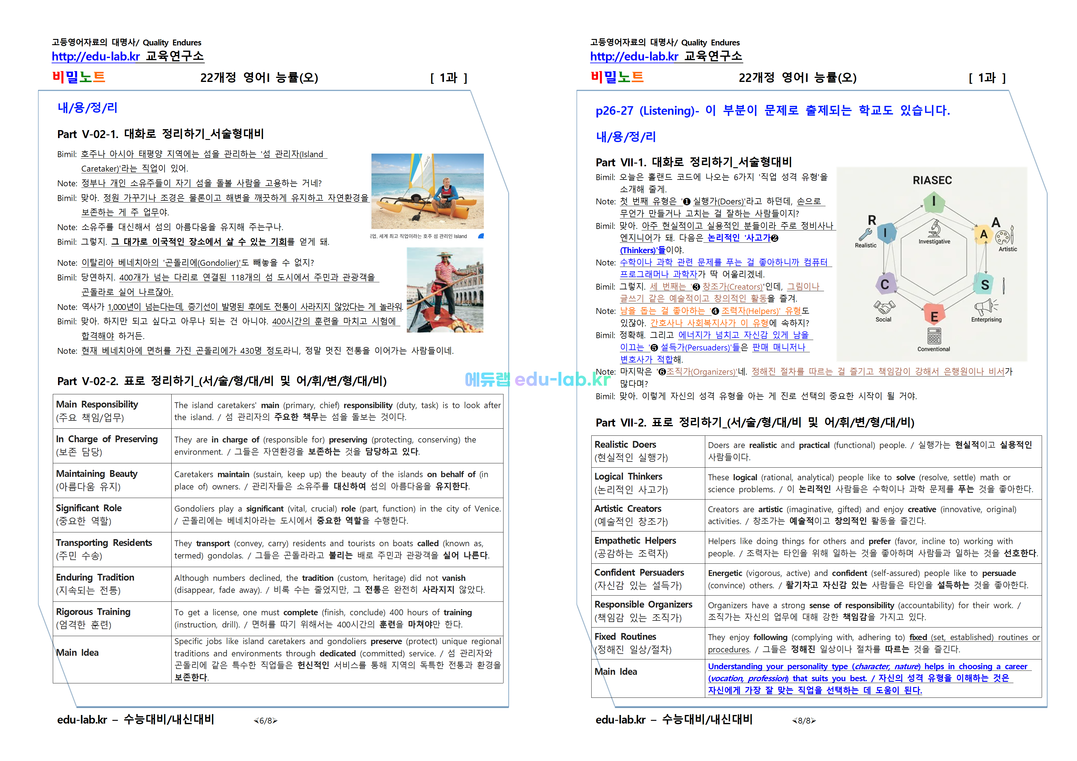 [파이널 강좌_분석 그 이상의 자료] 22개정 영어1 능률(오) 1과 적중내용정리(프리패스=정회원 전용자료)
