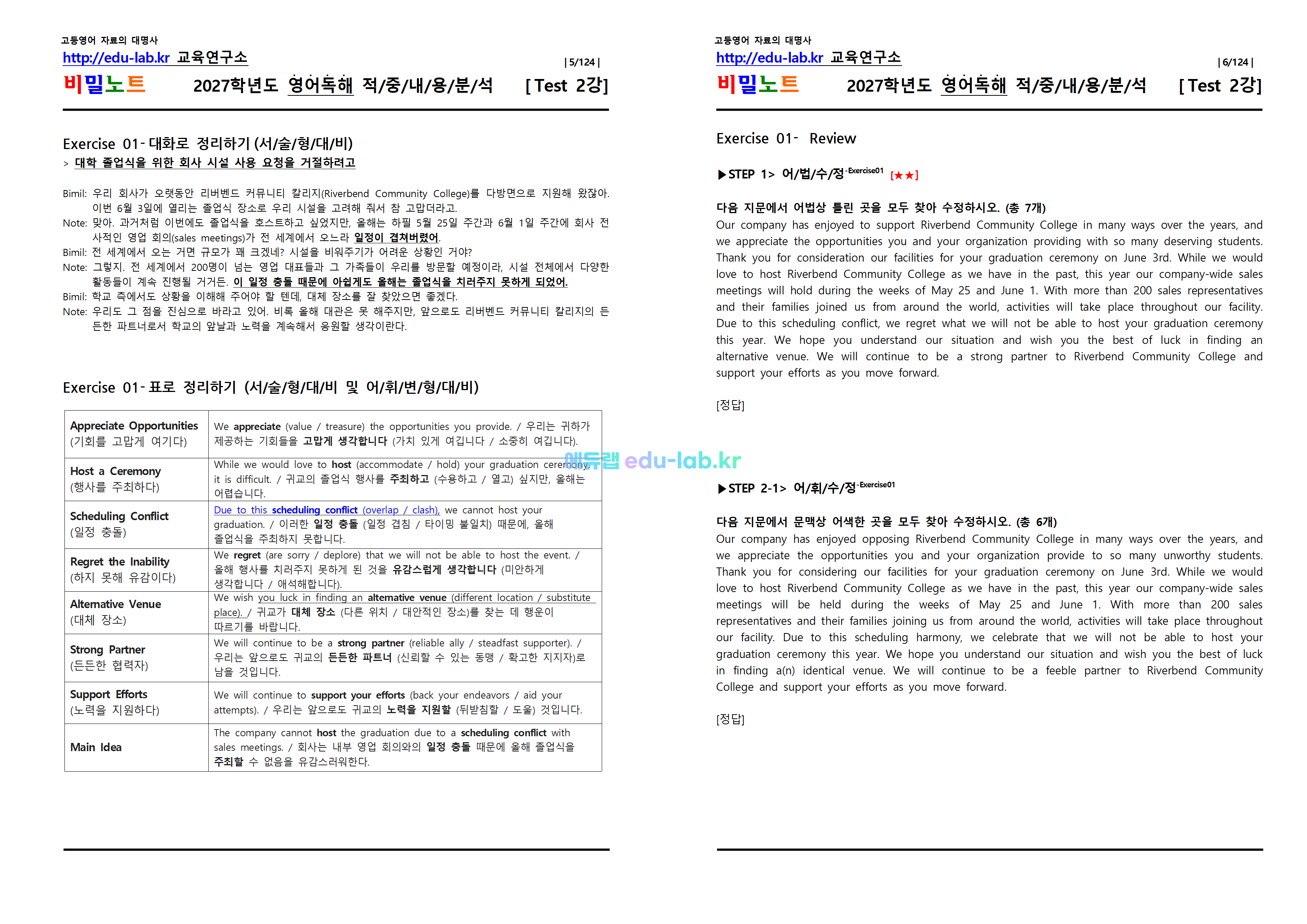 [1등급 자료-외고에서 대박난] [비밀노트(edu-lab.kr)] 26년(2027학년도)수특영독 Test 2강(1-13번) 신(信)적중 내용및지문분석(프리패스자료)